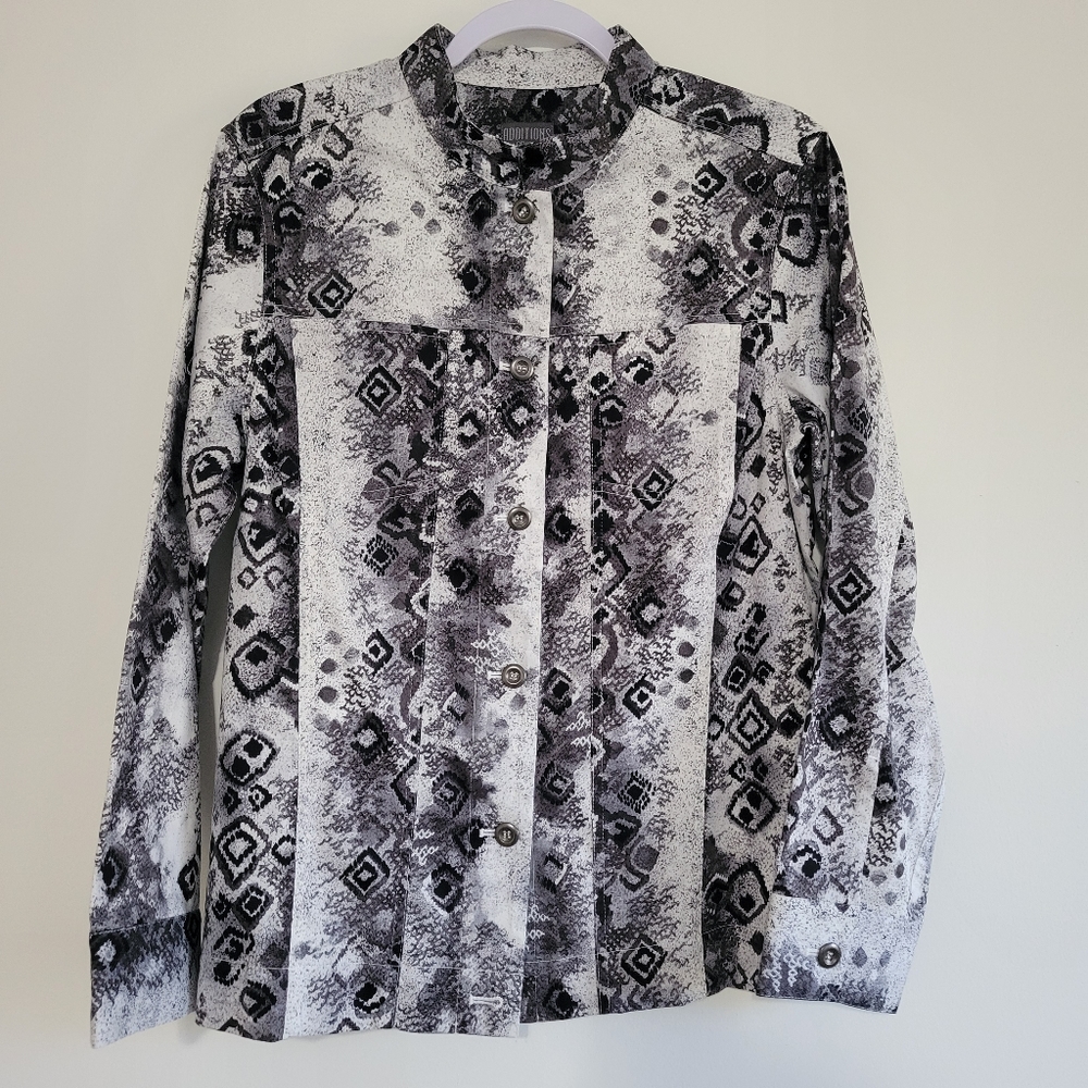Additions By Chico's Geometric Print Button down Boho Jacket Size L